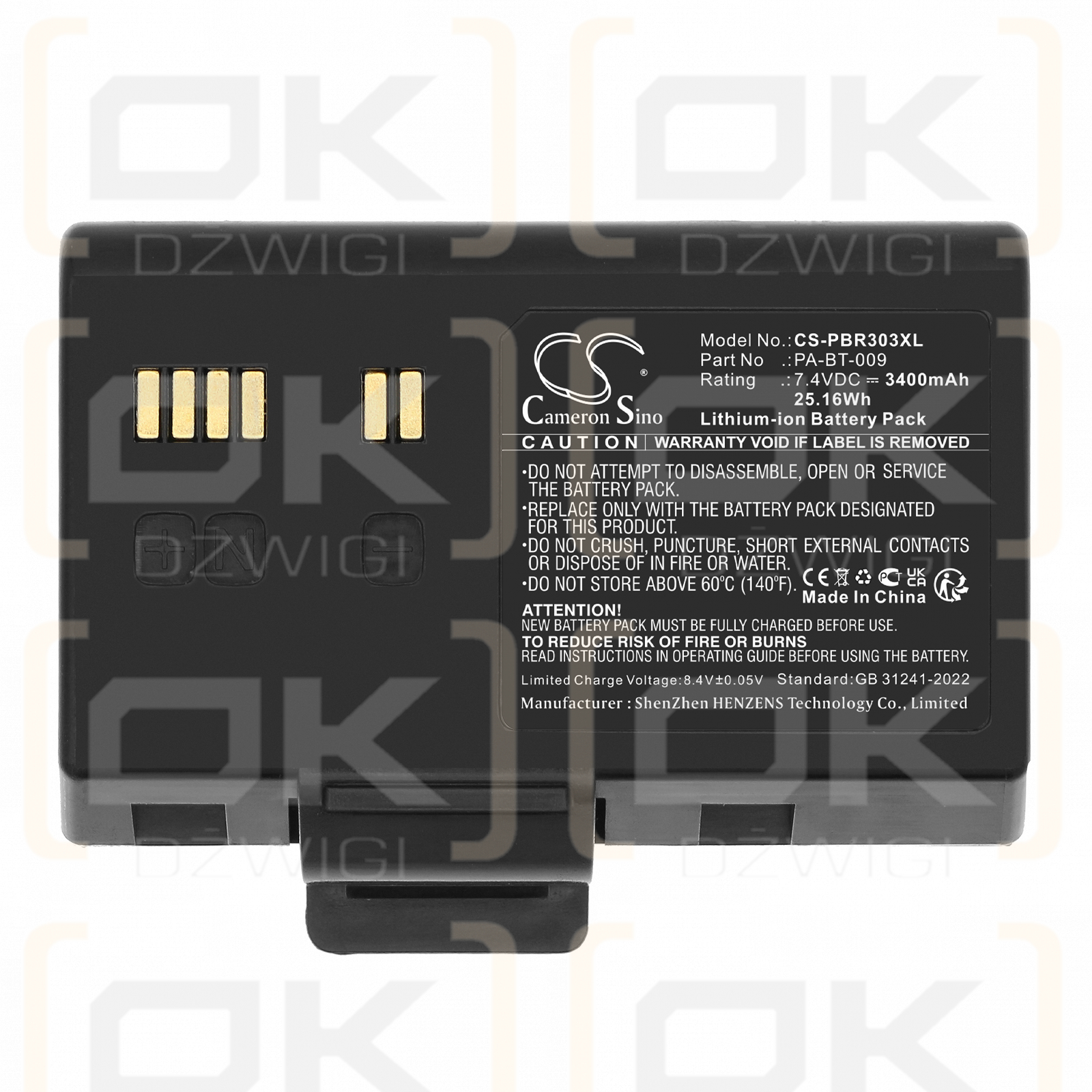 Brother RJ-3055WB / PA-BT-009 3400 mAh Li-Ionen 7,4 V (Cameron Sino)