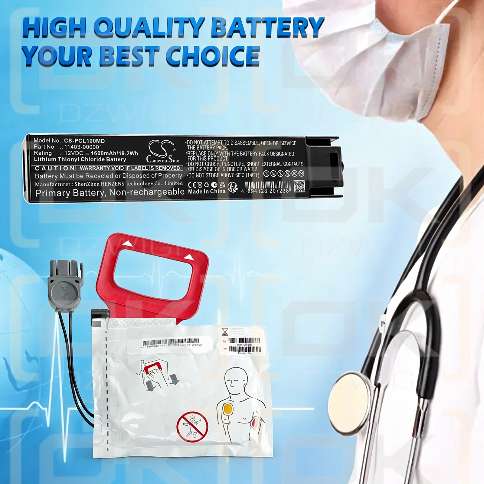 Bateria zamienna do Physio-Control Express Charge-Pak / 3200727-005 1600 mAh Li-SOCl2 12 V (Cameron Sino)