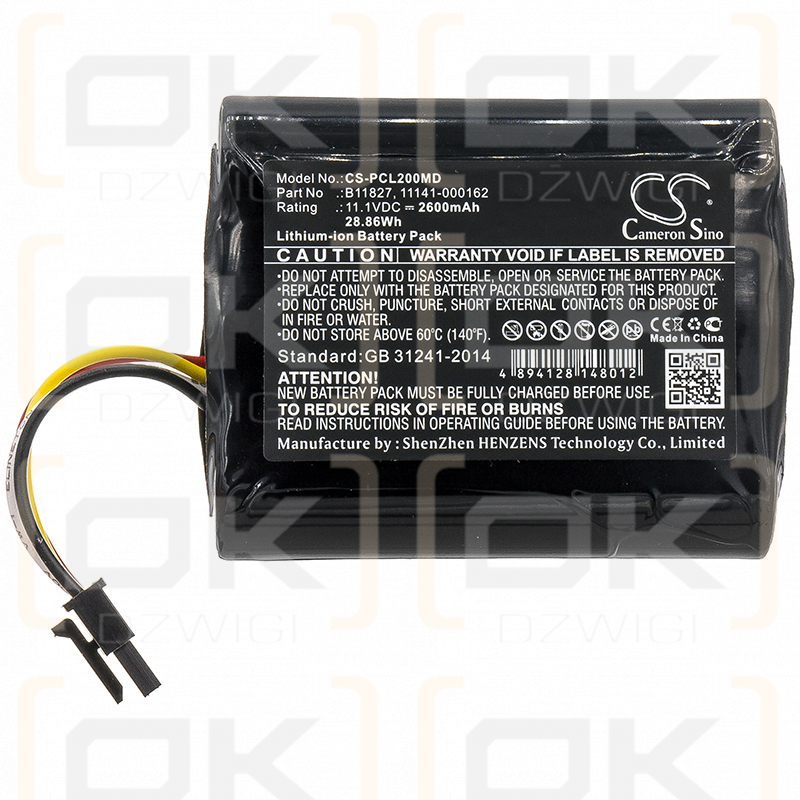 Physio-Control 1150-000018 / 11141-000162 2600 mAh Li-Ion 11,1 V (Cameron Sino)