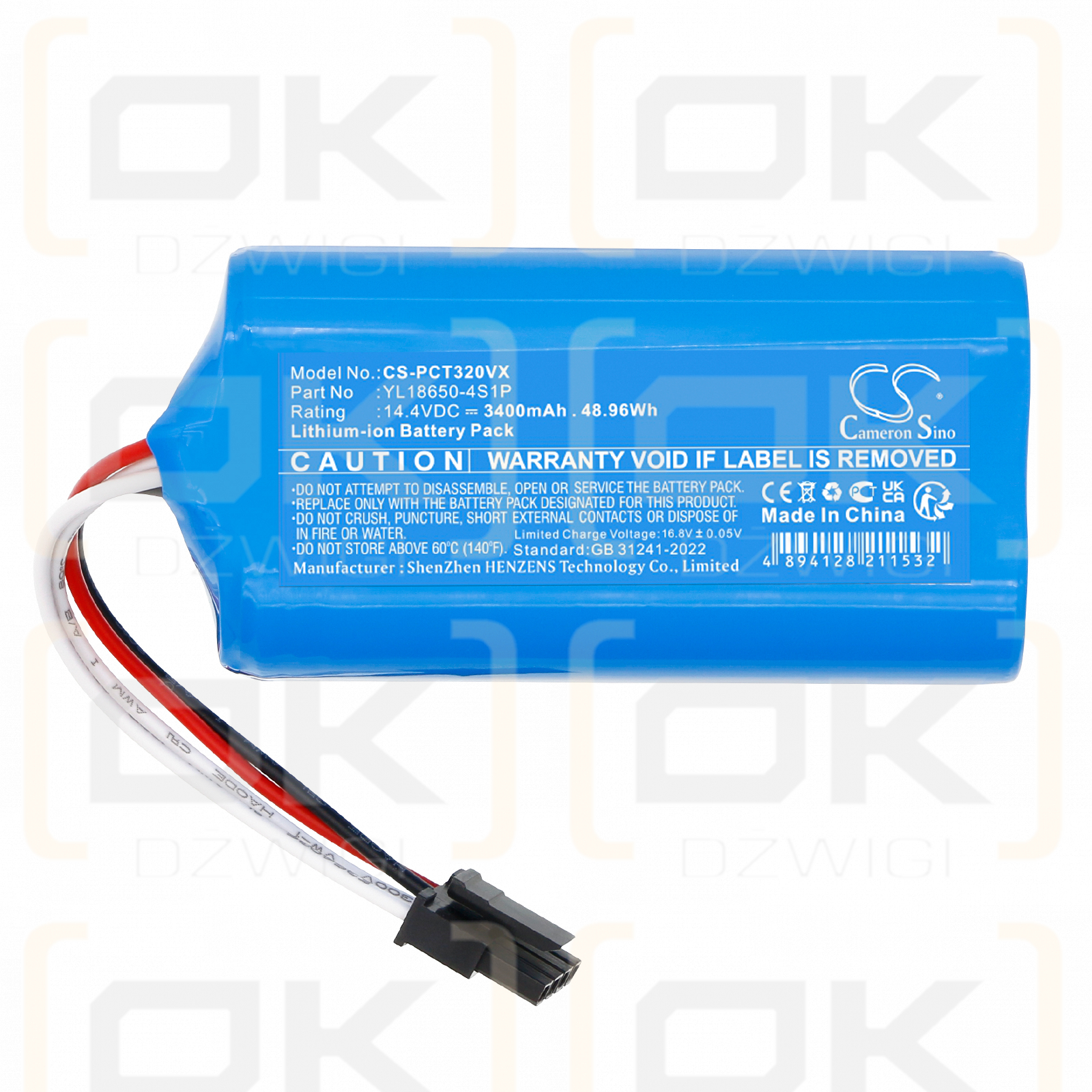 Proscenic GT320 / YL18650-4S1P 3400mAh Li-ion 14.4V (Cameron Sino)