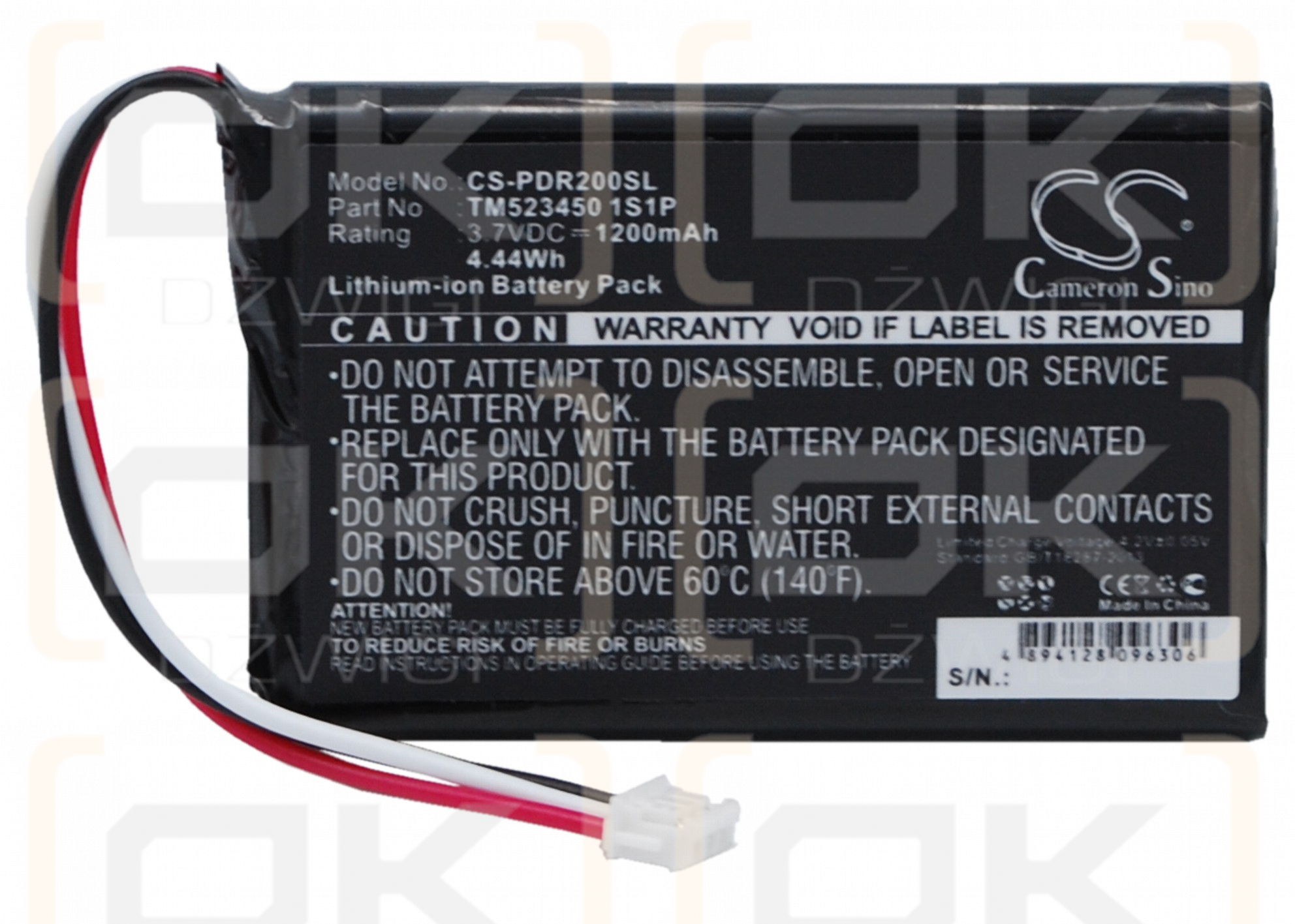 PHAROS PDR200 / TM523450 1S1P 1200mAh Li-ion 3.7V (Cameron Sino)