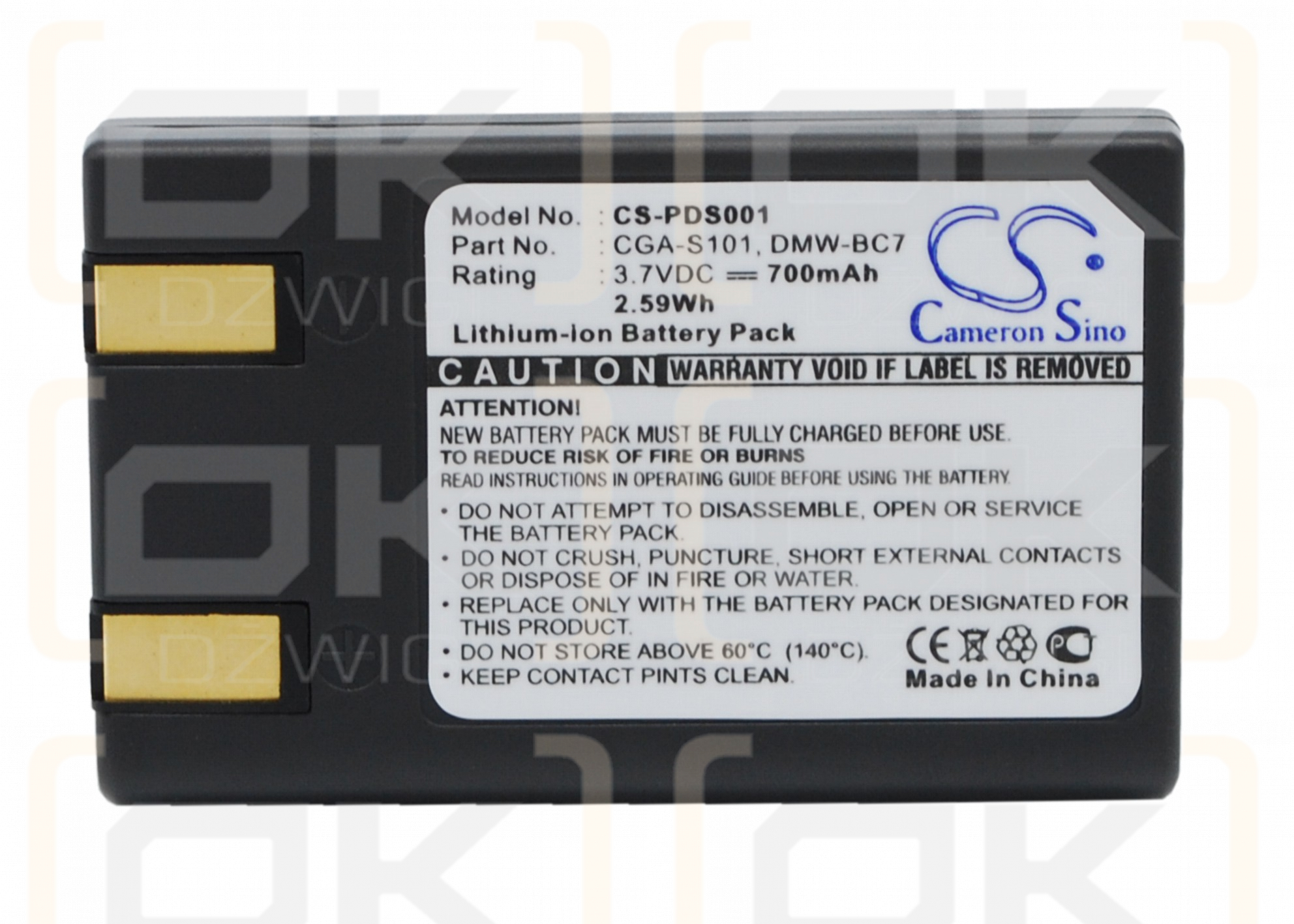 Panasonic Lumix DMC-F7-A / CGA-S101 700 mAh Li-ion 3,7 V (Cameron Sino)