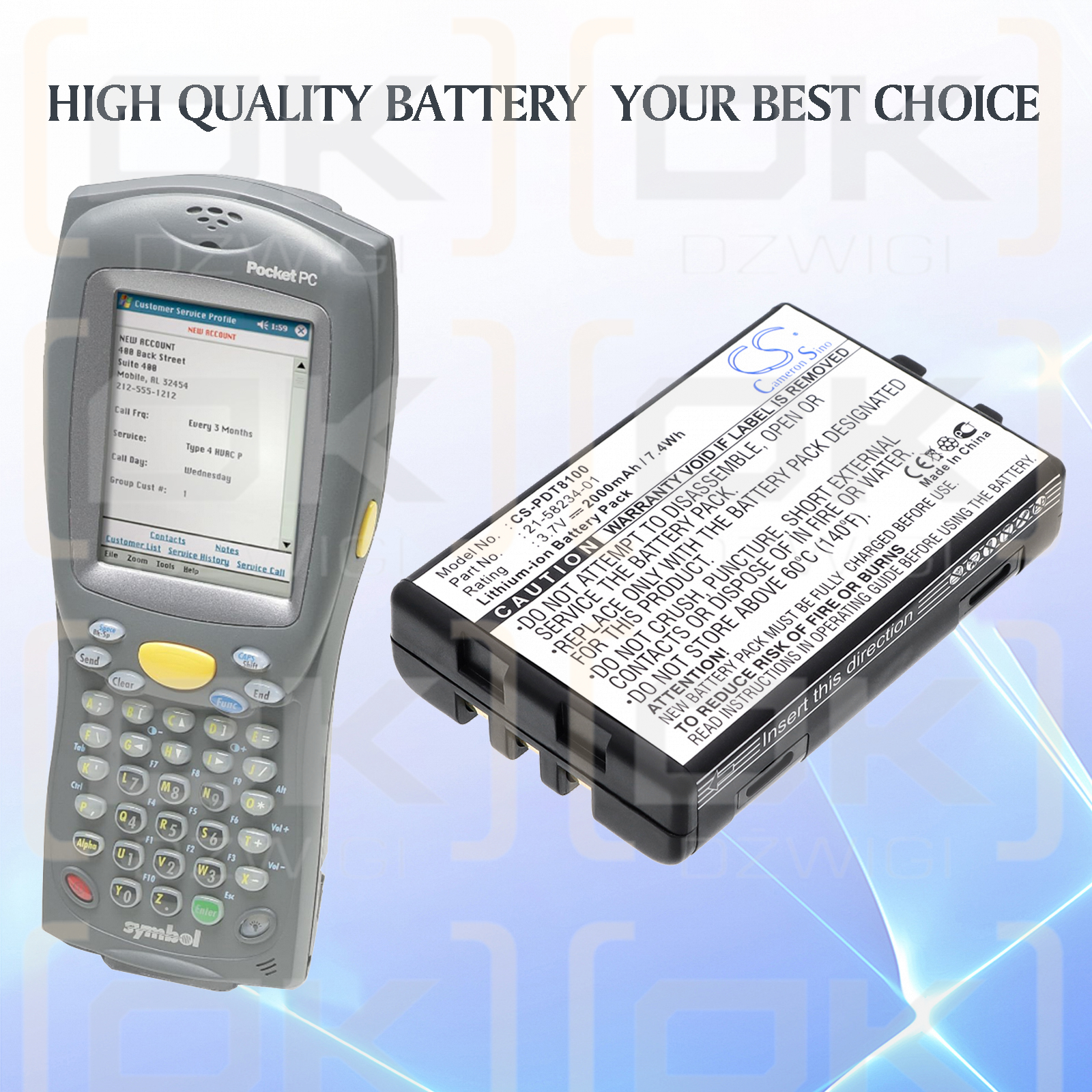 Артикул PDT8146 / 21-58234-01 Литий-ионный аккумулятор 2000 мАч, 3,7 В (Cameron Sino)