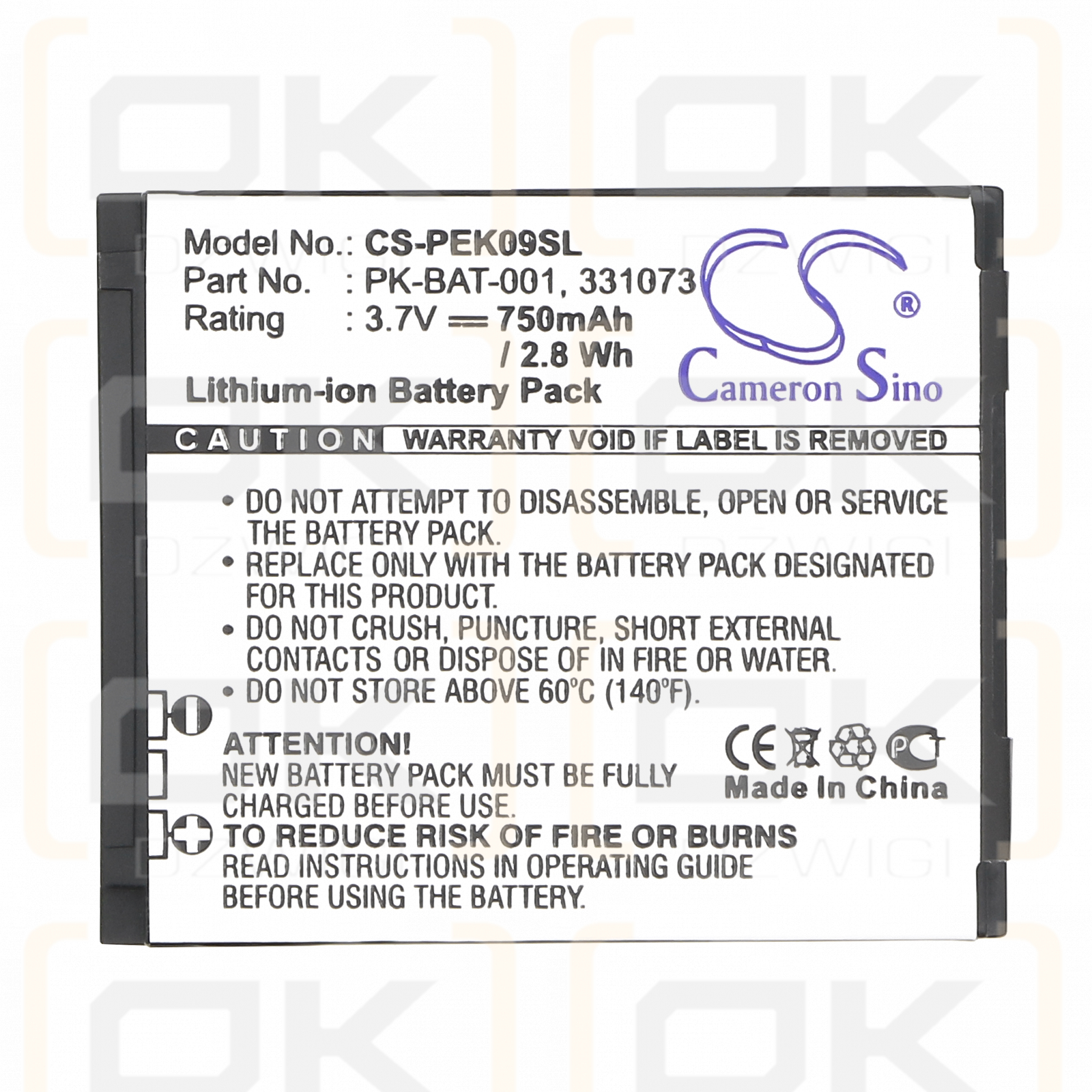Peek 9 / PK-BAT-001 750mAh Li-ion 3.7V (Cameron Sino)