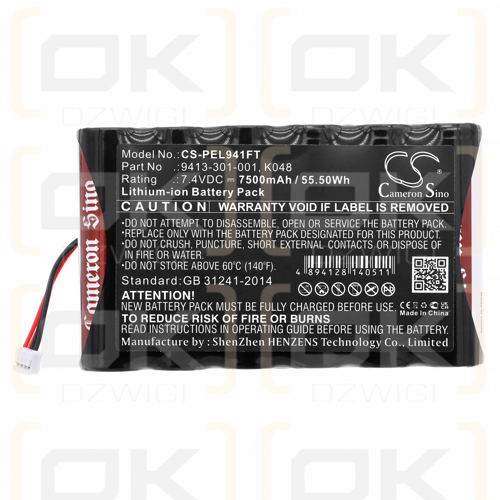 Pelican 9410L LED-Laterne / 9413-301-001 7500 mAh Li-Ion 7,4 V (Cameron Sino)