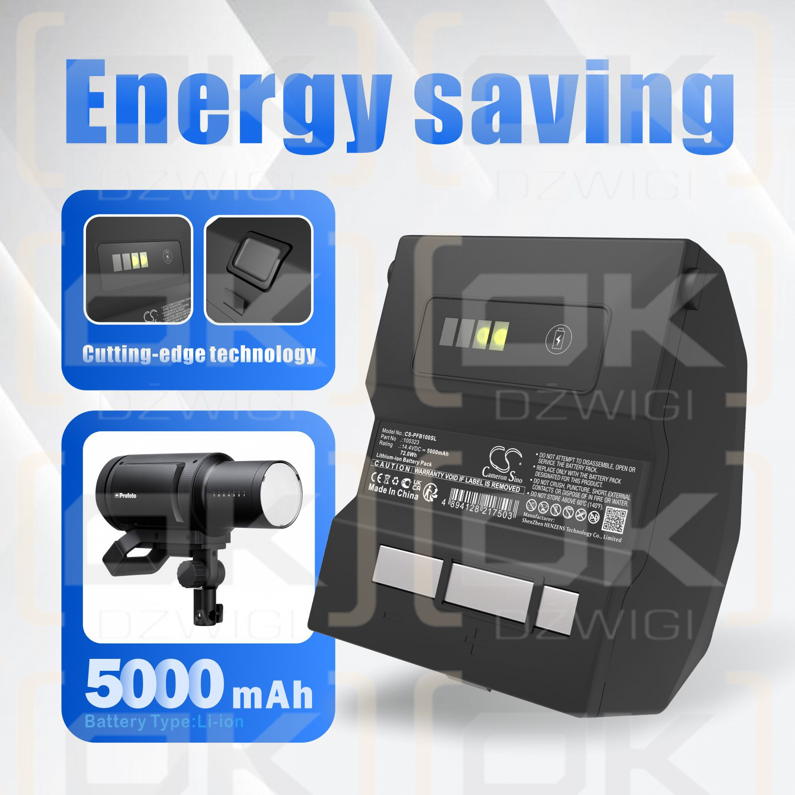 Cabezales de flash Profoto B1x AirTTL / 100323 5000 mAh, iones de litio, 14,4 V (Cameron Sino)