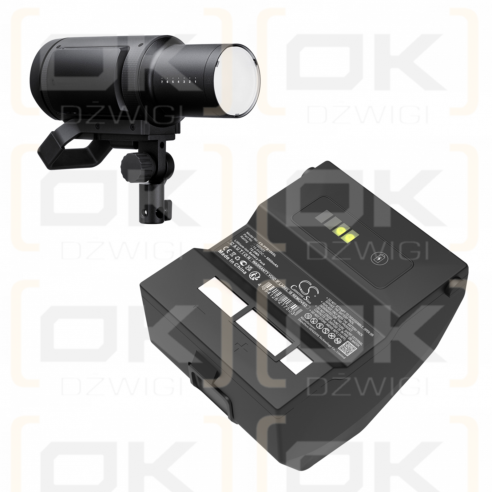 Cabezales de flash Profoto B1x AirTTL / 100323 5000 mAh, iones de litio, 14,4 V (Cameron Sino)