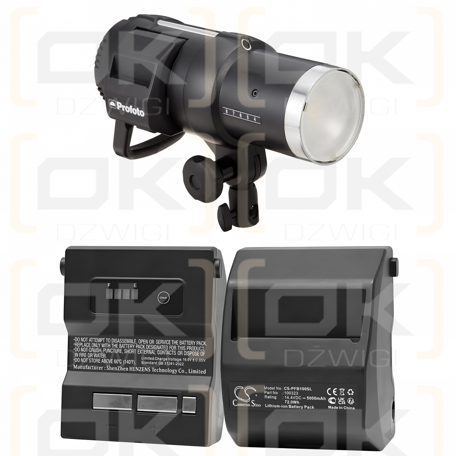 Cabezales de flash Profoto B1x AirTTL / 100323 5000 mAh, iones de litio, 14,4 V (Cameron Sino)