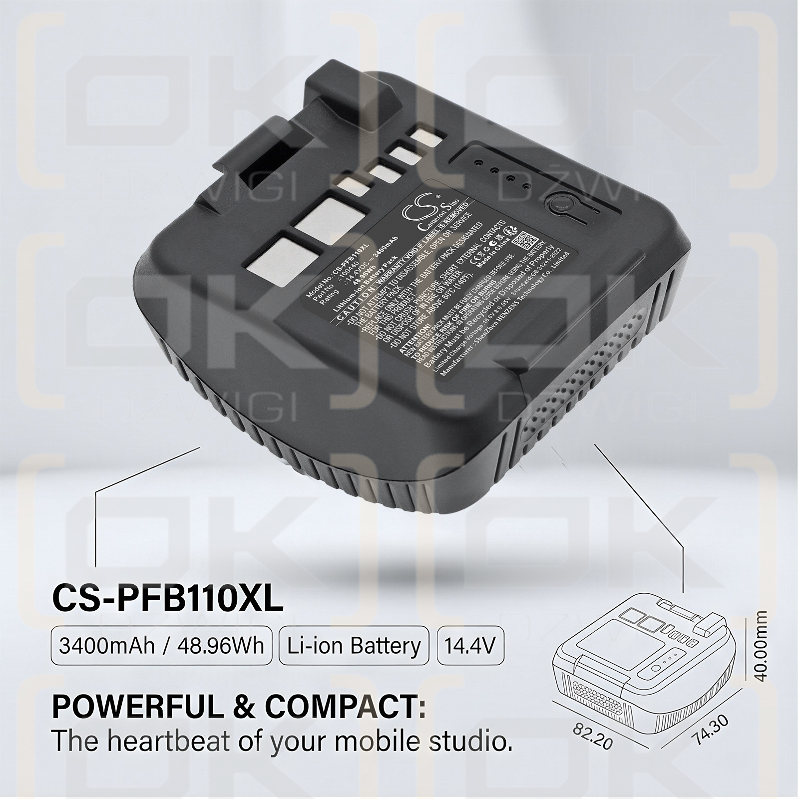 Batería de repuesto para Profoto Monolight B10X Plus / 100440 3400 mAh Li-ion 14.4 V (Cameron Sino)