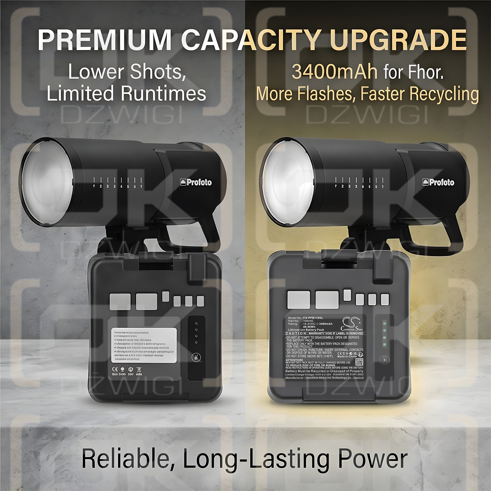Batería de repuesto para Profoto Monolight B10X Plus / 100440 3400 mAh Li-ion 14.4 V (Cameron Sino)