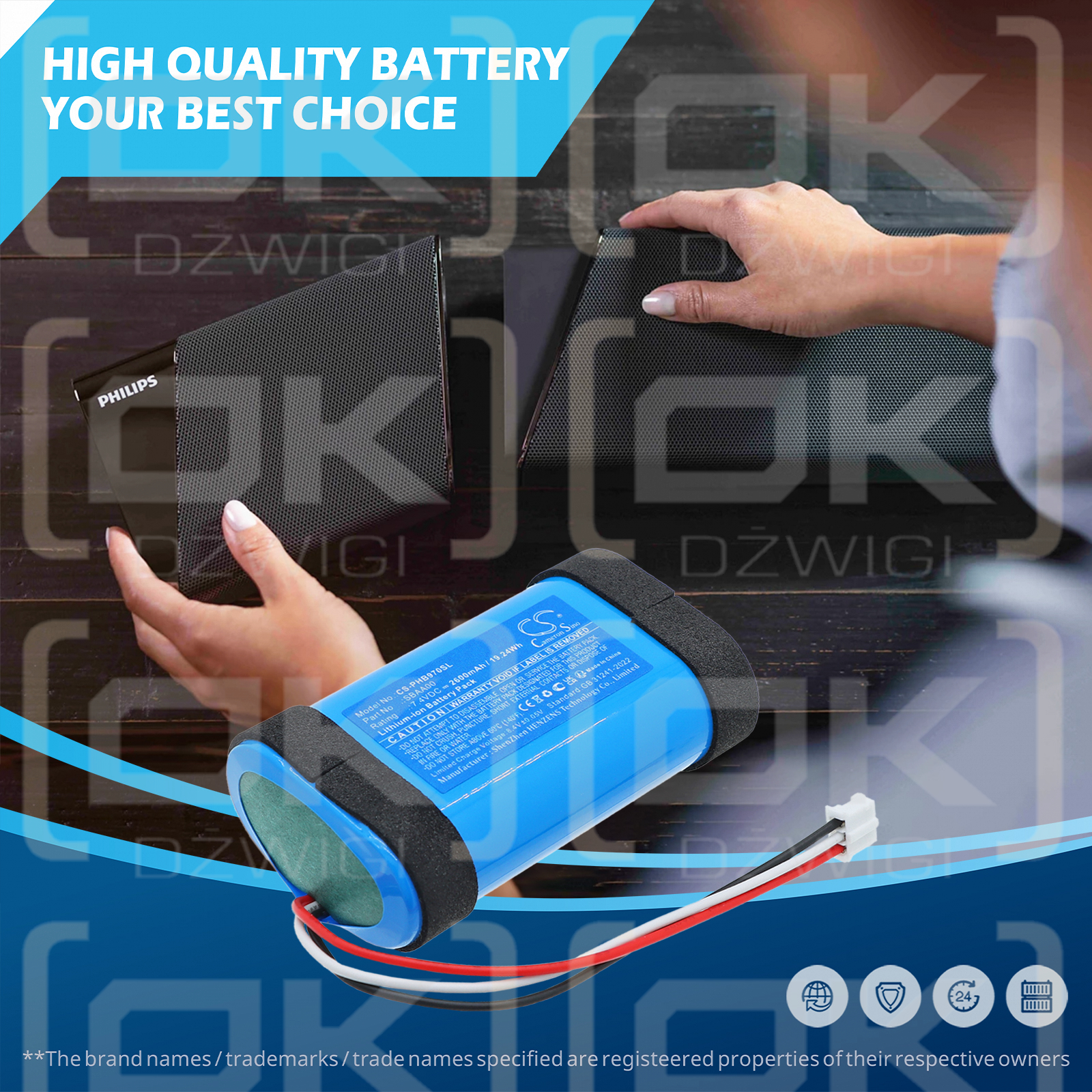 Philips Fidelio B9 / SBAA00 2600 mAh Li-Ion 7,4 V (Cameron Sino)