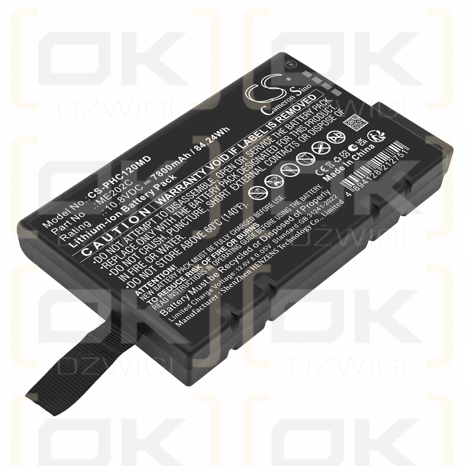 Batería de repuesto para Philips Efficia CM12 / ME202C, 7800 mAh, iones de litio, 10,8 V (Cameron Sino)