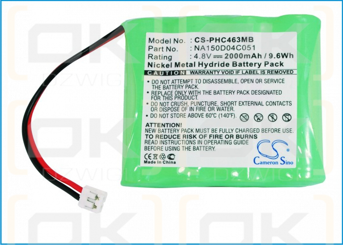 Philips SBC-SC491 / NA150D04C051 2000mAh Ni-MH 4.8V (Cameron Sino)