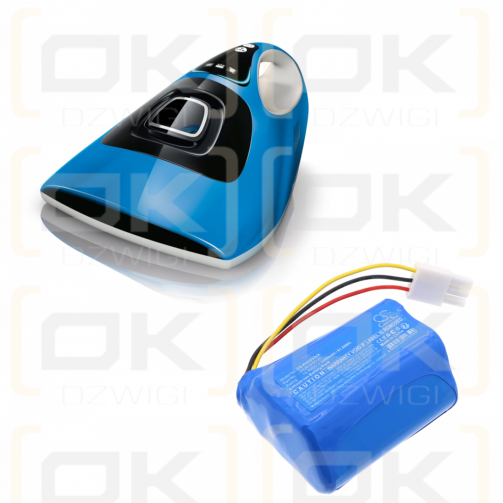 Philips FC6331 / 5ICR19/65-25 3350mAh Li-ion 18.5V (Cameron Sino)