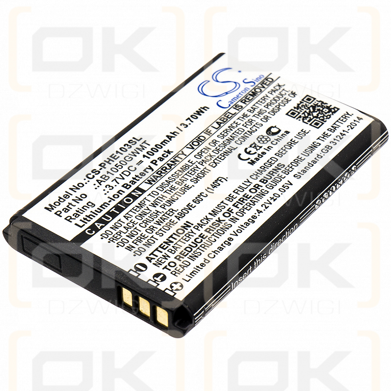 Philips Xenium E255 / AB1050GWMT 1000 mAh Li-Ion 3,7 V (Cameron Sino)