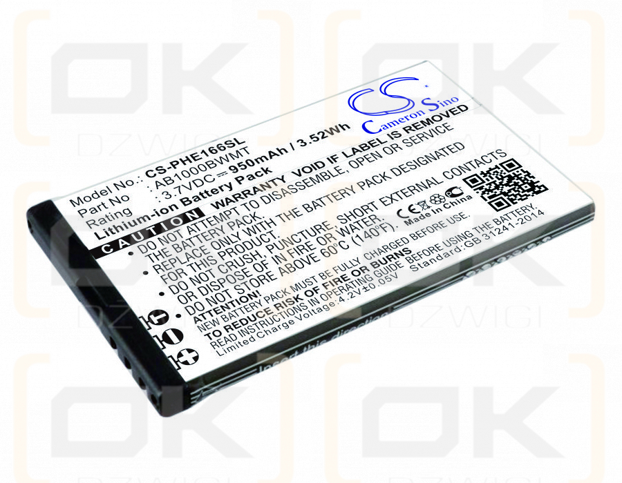 Philips Xenium E220 / AB1000BWMT 950 mAh Li-Ion 3,7 V (Cameron Sino)