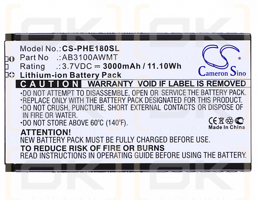 Philips CTX1560 / AB3100AWMT 3000 mAh Li-Ion 3,7 V (Cameron Sino)