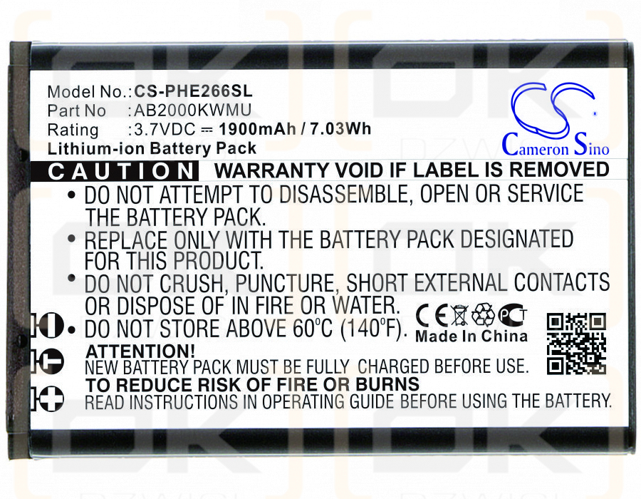 Philips CTE266W / AB2000KWMU 1900 mAh Li-Ion 3,7 V (Cameron Sino)