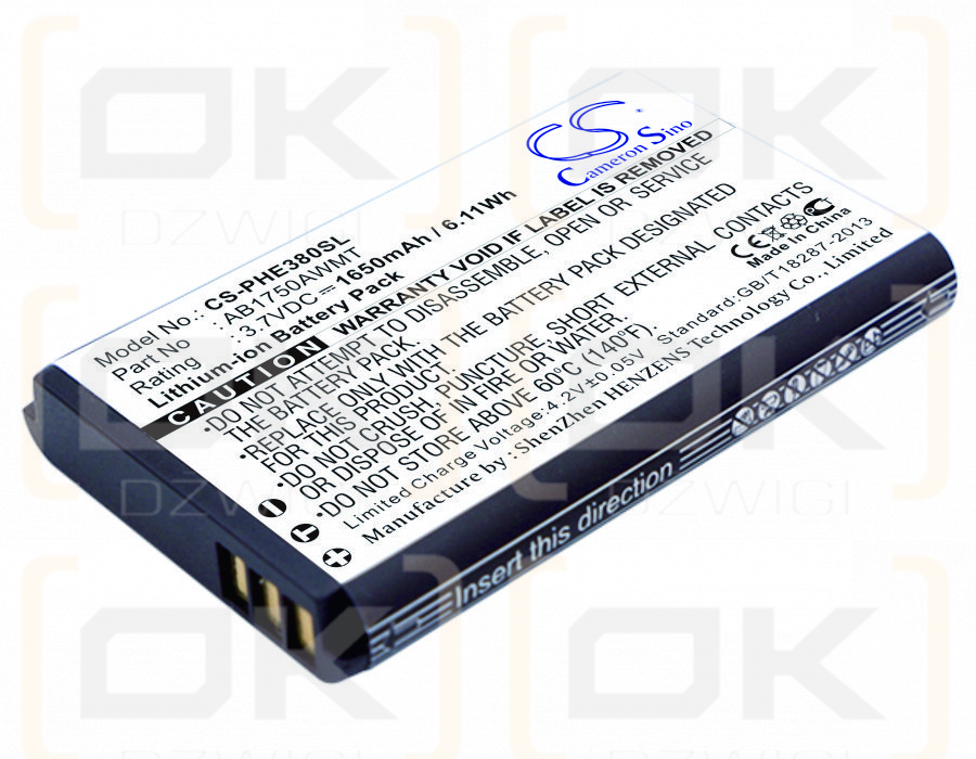 Philips Xenium E380 / AB1750AWMT 1650 mAh Li-Ion 3,7 V (Cameron Sino)