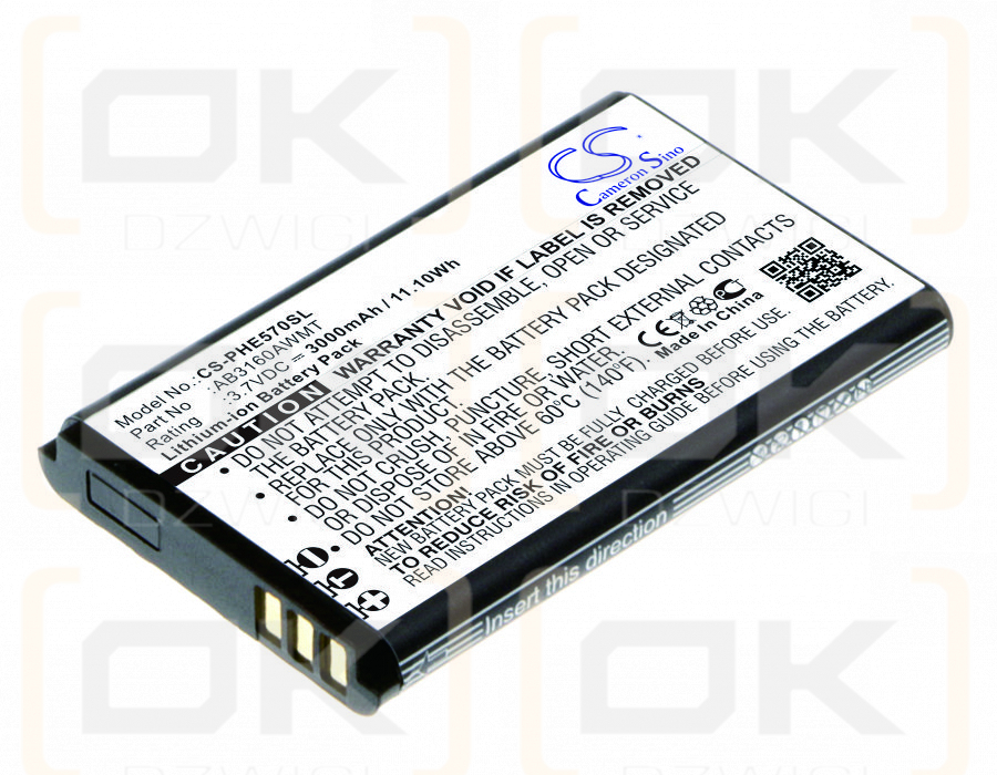 Philips Xenium E571 / AB3160AWMT 3000 mAh Li-Ion 3,7 V (Cameron Sino)