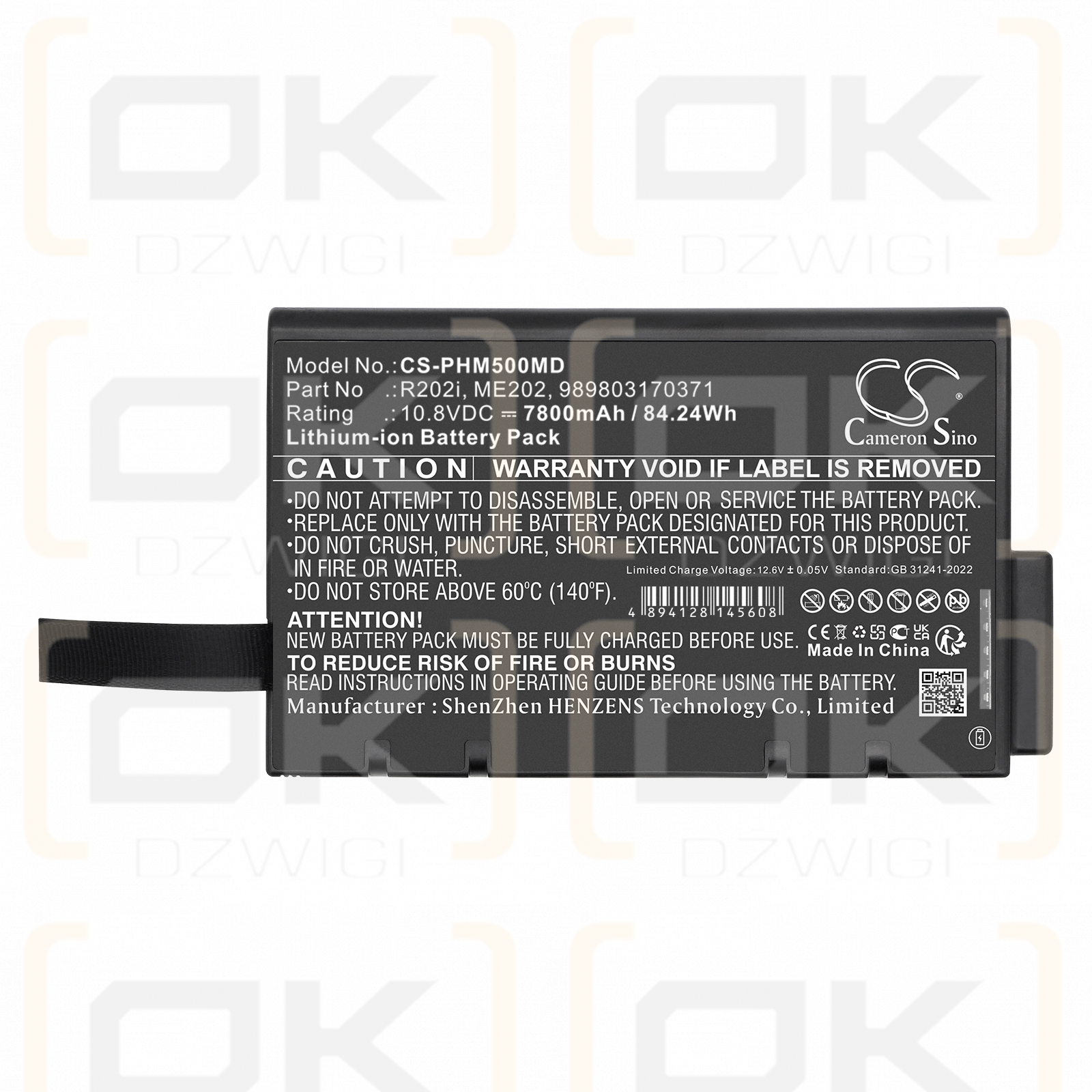 Bateria zamienna do Philips Effica CM100 /  RRC2020 7800 mAh Li-ion 10.8 V (Cameron Sino)