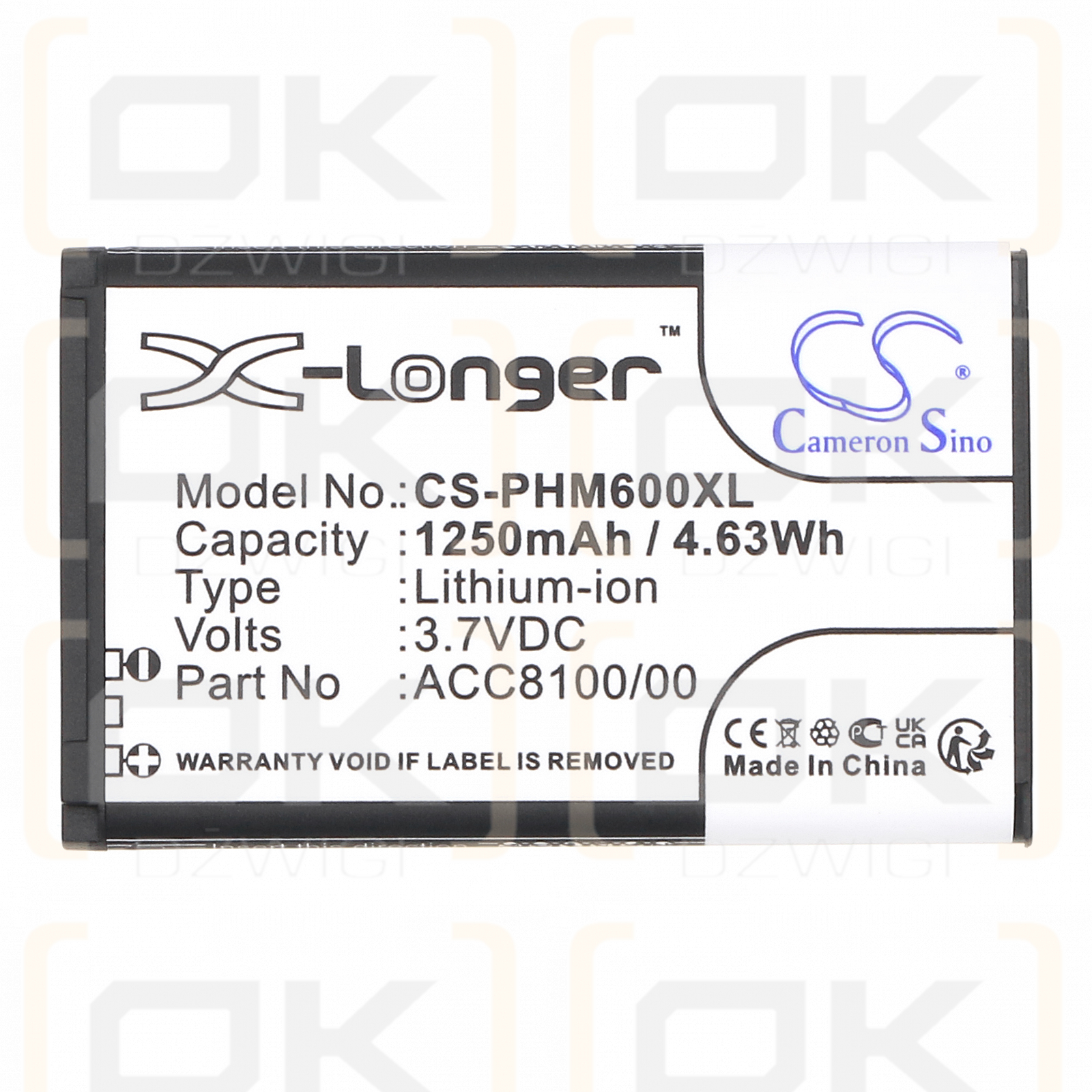 Philips DPM8500 / ACC8100 1250 мАч литий-ионный 3,7 В (Cameron Sino)