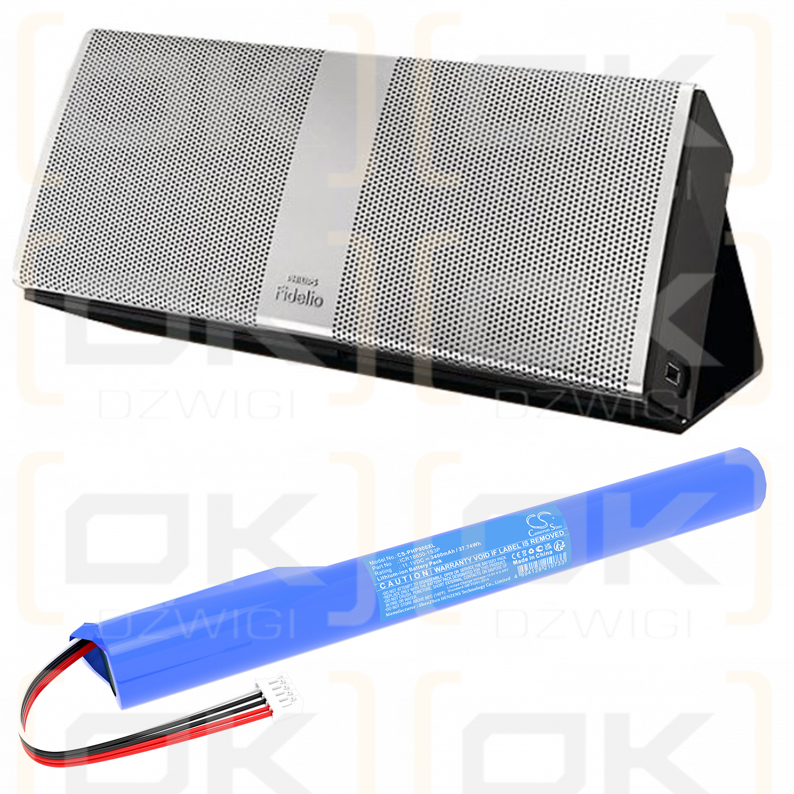 Philips P9XBLK/10 / ICR18650-1S3P 3400mAh Li-ion 11.1V (Cameron Sino)