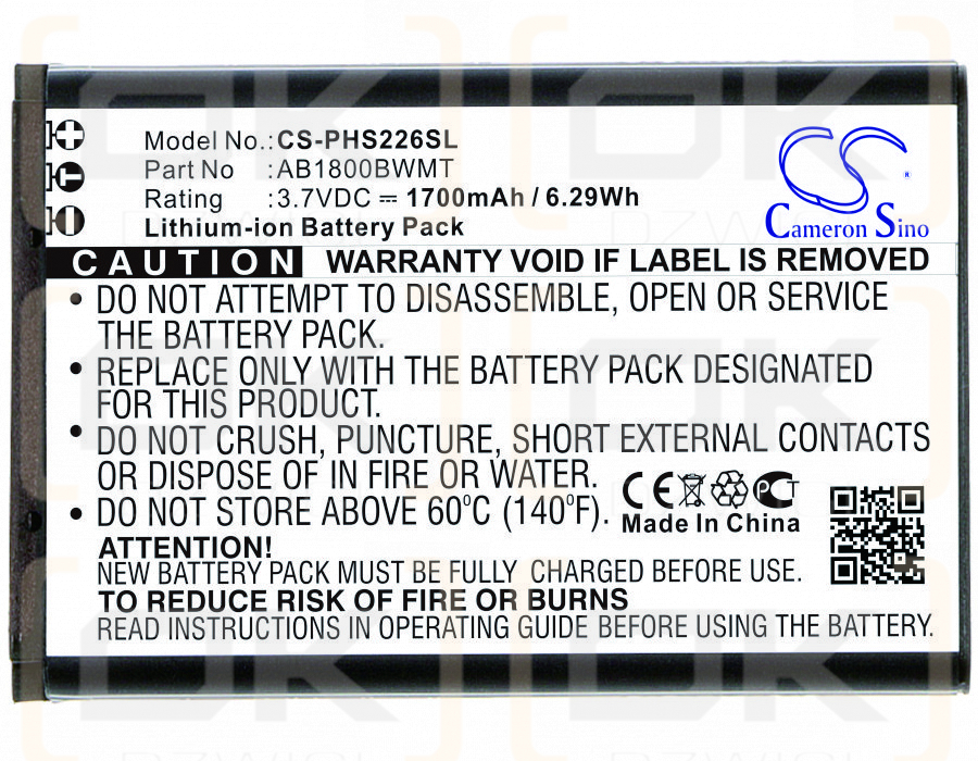 Philips Xenium S226M / AB1800BWMT 1700 mAh Li-Ion 3,7 V (Cameron Sino)