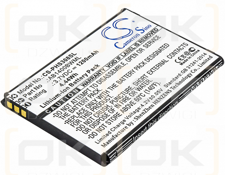 Philips CTS308 / AB1400BWML 1200 mAh Li-Ion 3,7 V (Cameron Sino)