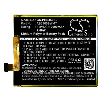 Philips Xenium S356t / AB2100BWMT 2000 mAh Li-Polymer 3,8 V (Cameron Sino)