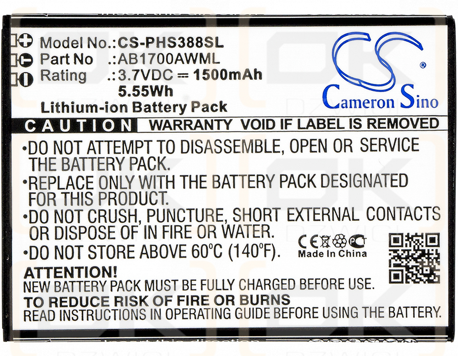 Philips CTS388 / AB1700AWML 1500 mAh Li-Ion 3,7 V (Cameron Sino)