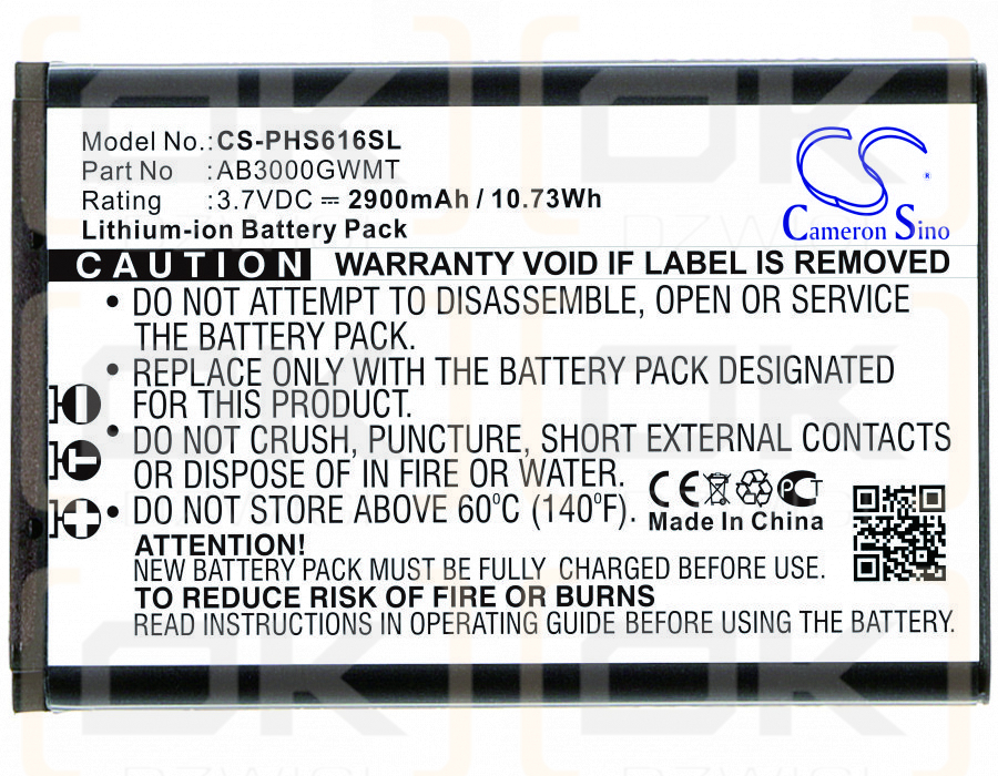 Philips Xenium S616 / AB3000GWMT 2900 mAh Li-Ion 3,7 V (Cameron Sino)