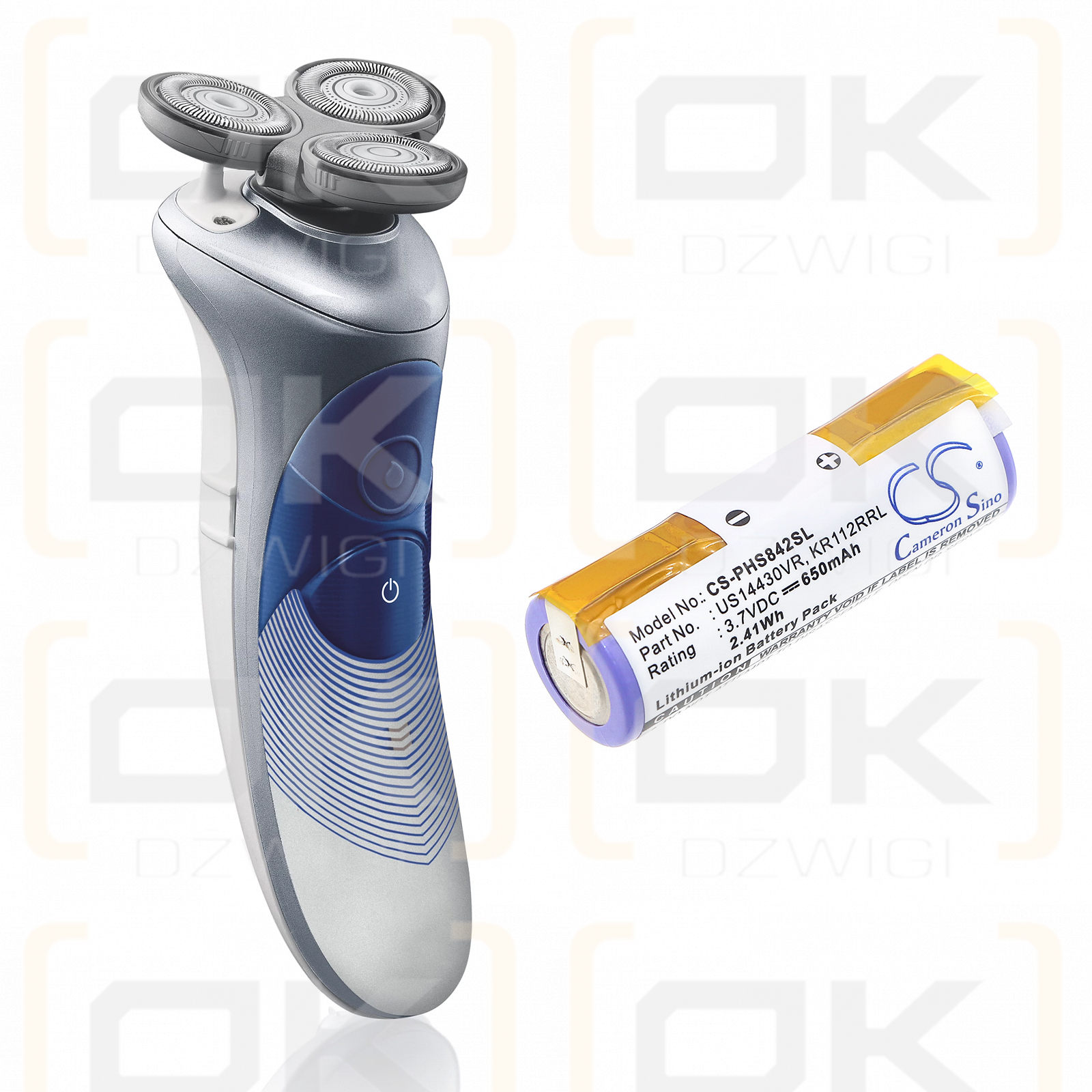 Philips HS8420/23 / US14430VR 650mAh Li-ion 3.7V (Cameron Sino)
