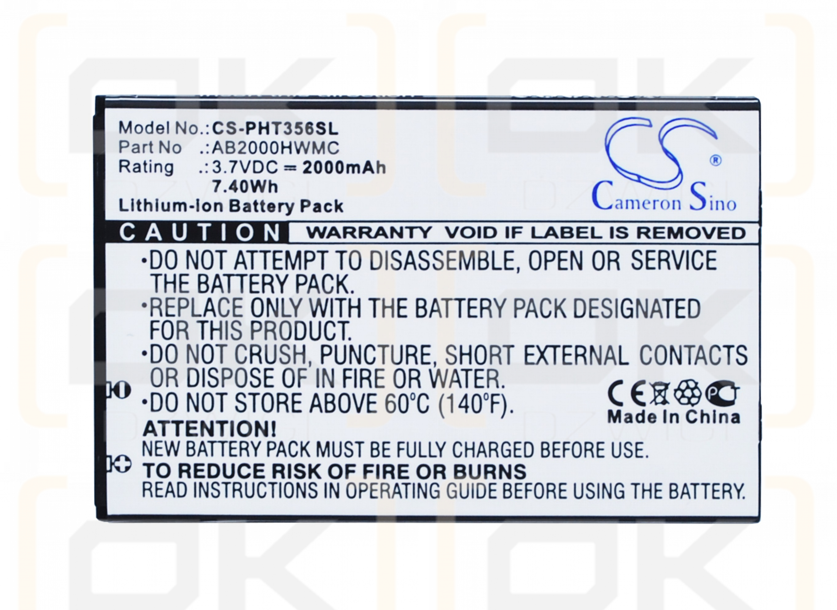 Philips Xenium W3568 / AB2000HWMC 2000 mAh Li-Ion 3,7 V (Cameron Sino)