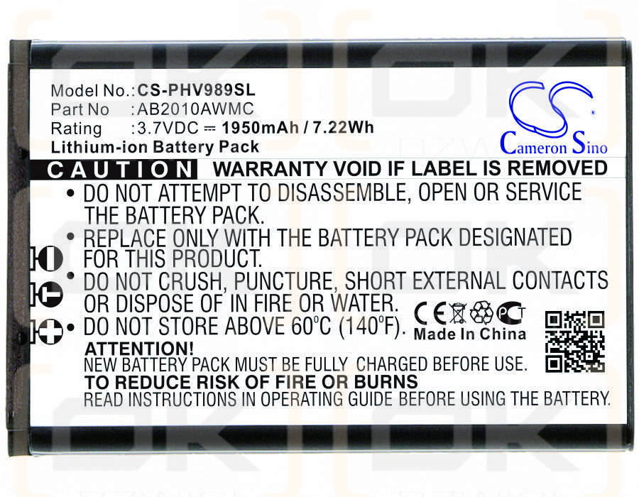 Philips V989 / AB2010AWMC 1950 mAh Li-Ion 3,7 V (Cameron Sino)