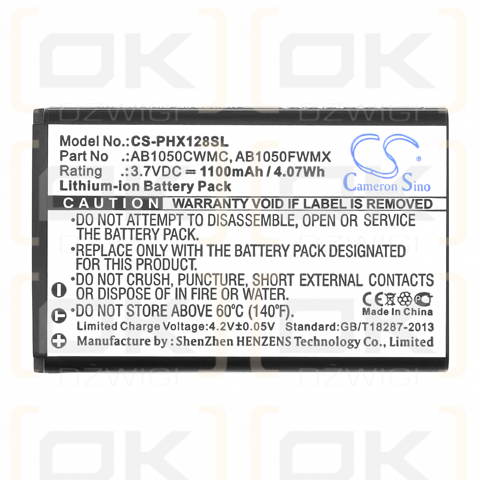 Philips Xenium 128 / AB1050CWMC 1100 mAh Li-Ion 3,7 V (Cameron Sino)