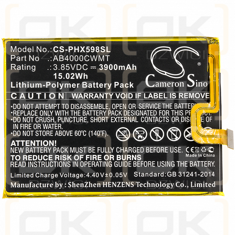 Philips X598 / AB4000CWMT 3900 mAh Li-Polymer 3,85 V (Cameron Sino)