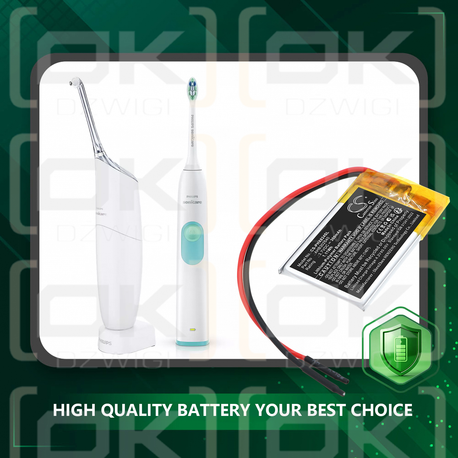 Сменный аккумулятор для ирригатора Philips Sonicare AirFloss / AHB302540 300 мАч Li-Polymer 3,7 В (Cameron Sino)