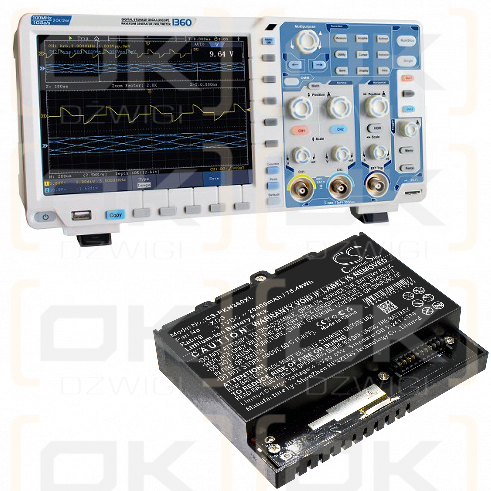 Peaktech Oscilloscope 1360 / XDS 20400mAh Li-ion 3.7V (Cameron Sino)