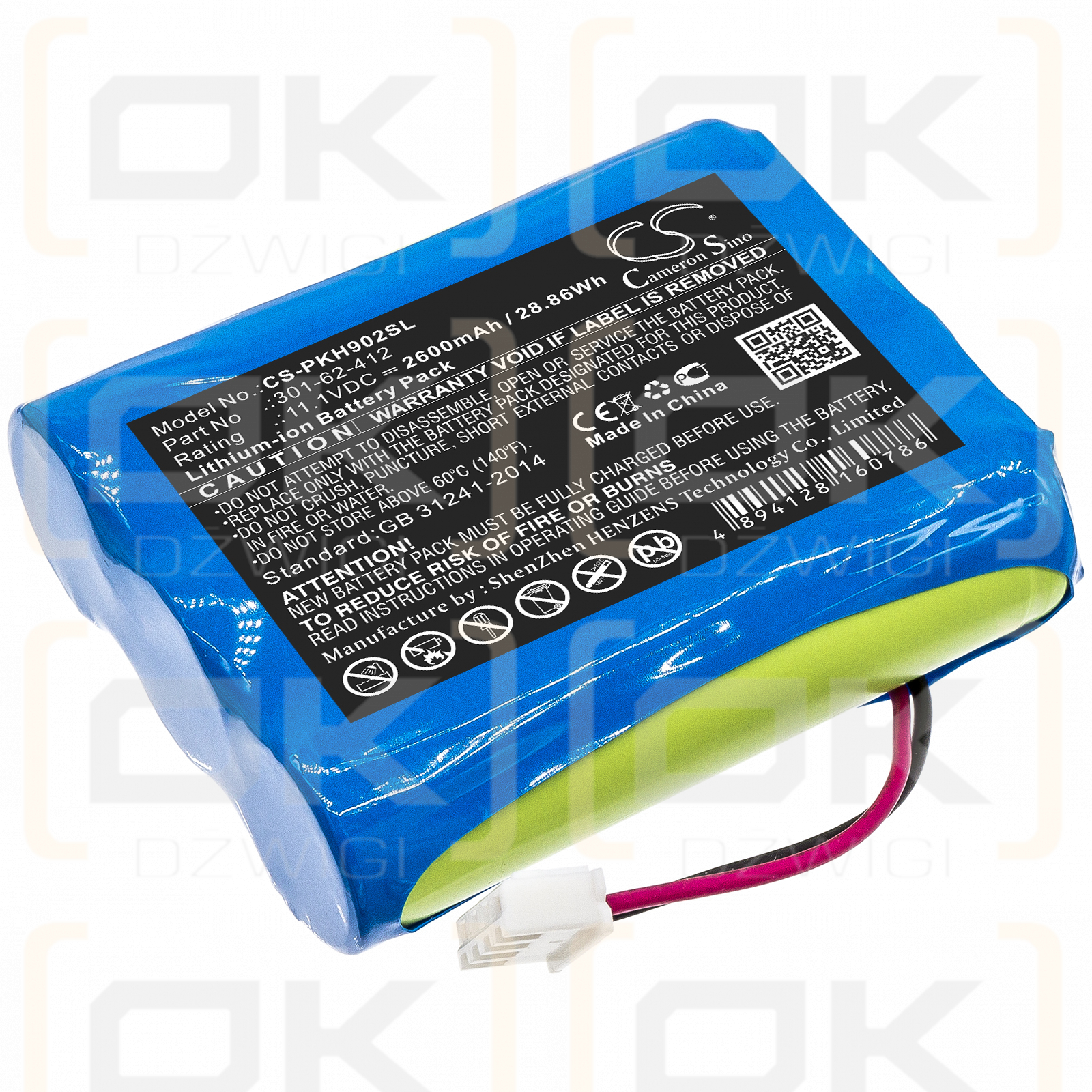 Peaktech P9020A / 301-62-412 2600mAh Li-ion 11.1V (Cameron Sino)