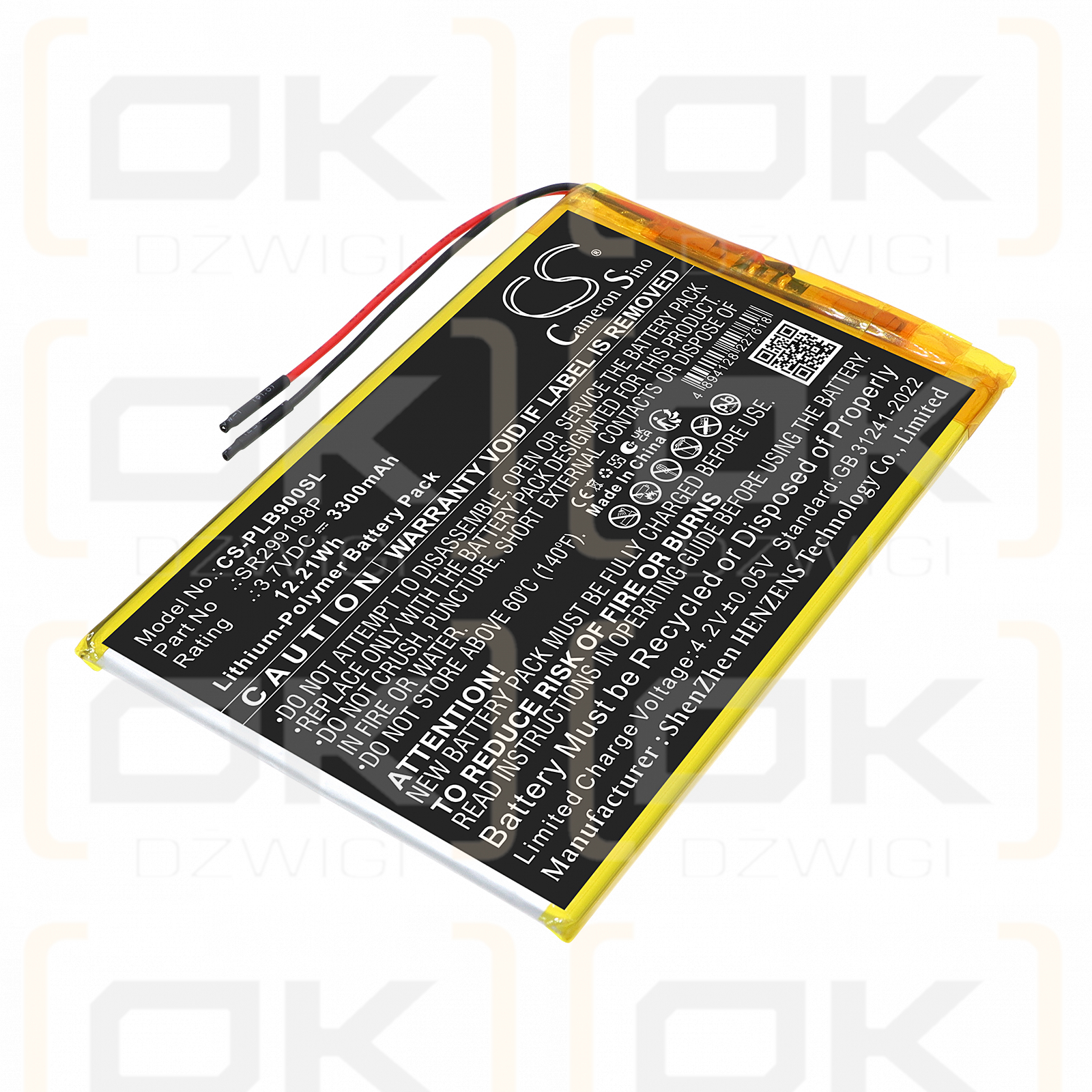 Replacement Battery for Polaroid BDL0948PCE / SR299198P 3300 mAh Li-Polymer 3.7 V (Cameron Sino)