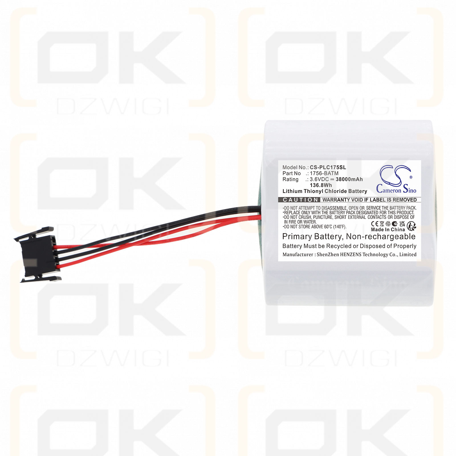 Replacement Battery for Allen Bradley 1756-BATM / 1756-BATM 38000 mAh Li-SOCl2 3.6 V (Cameron Sino)