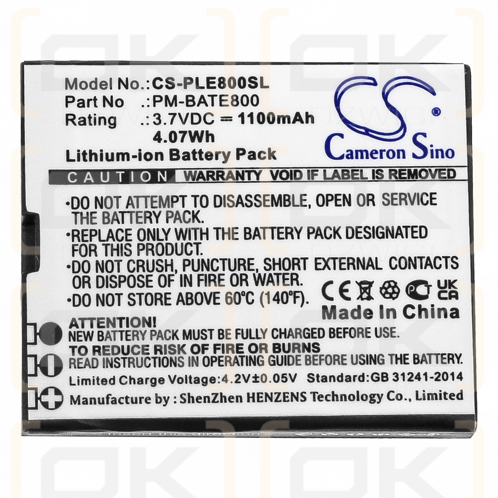 Plum E800 / PM-BATE800 1100 mAh Li-Ion 3,7 V (Cameron Sino)