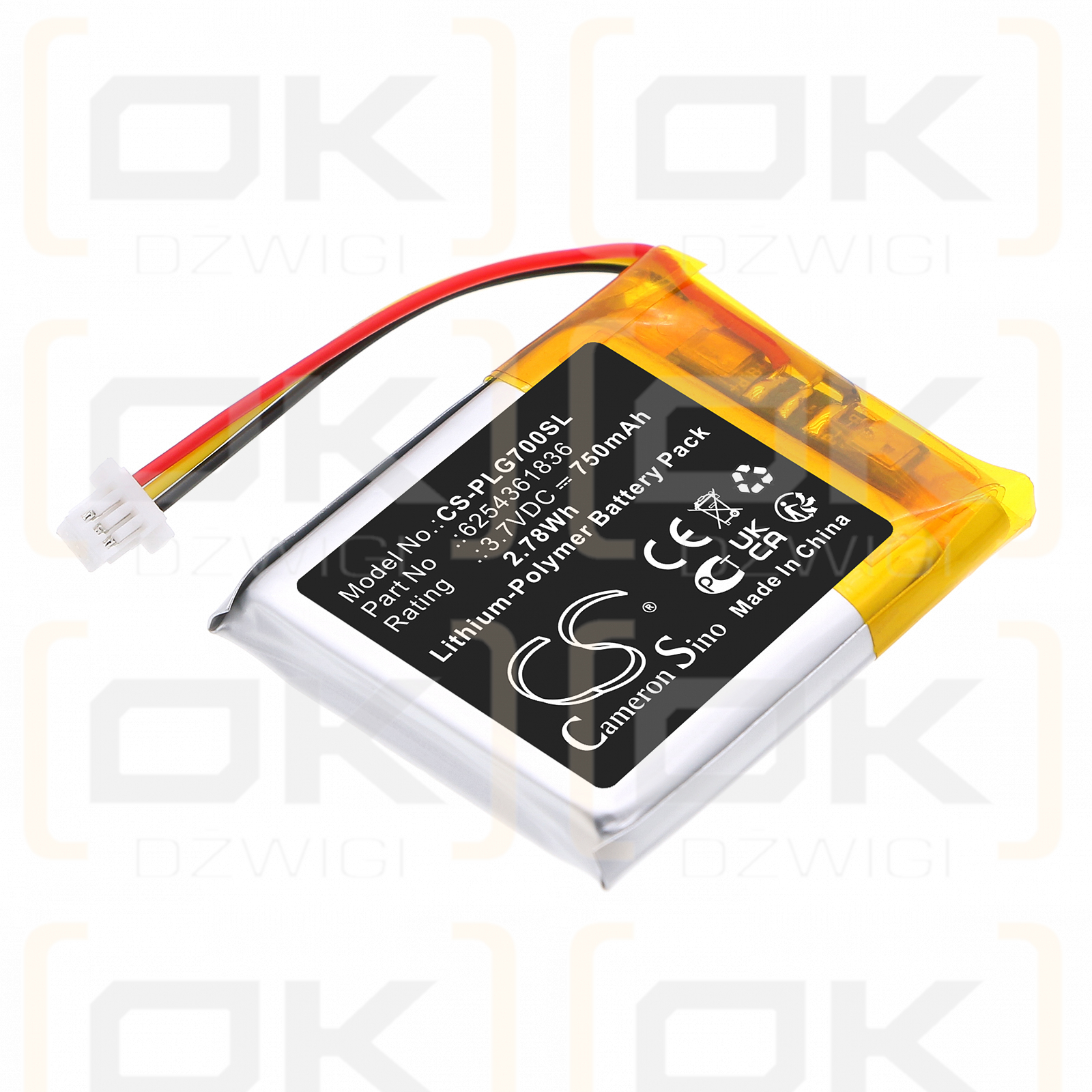 Plantronics RIG 700Pro Kabelloses Headset / 6254361836 750 mAh Li-Polymer 3,7 V (Cameron Sino)