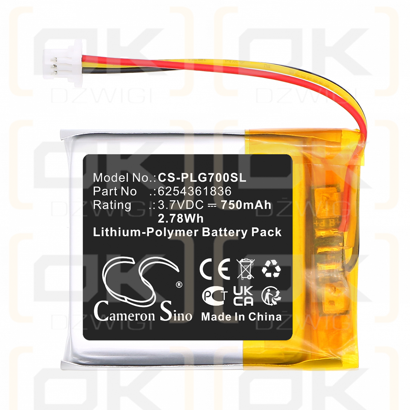 Plantronics RIG 700Pro Kabelloses Headset / 6254361836 750 mAh Li-Polymer 3,7 V (Cameron Sino)