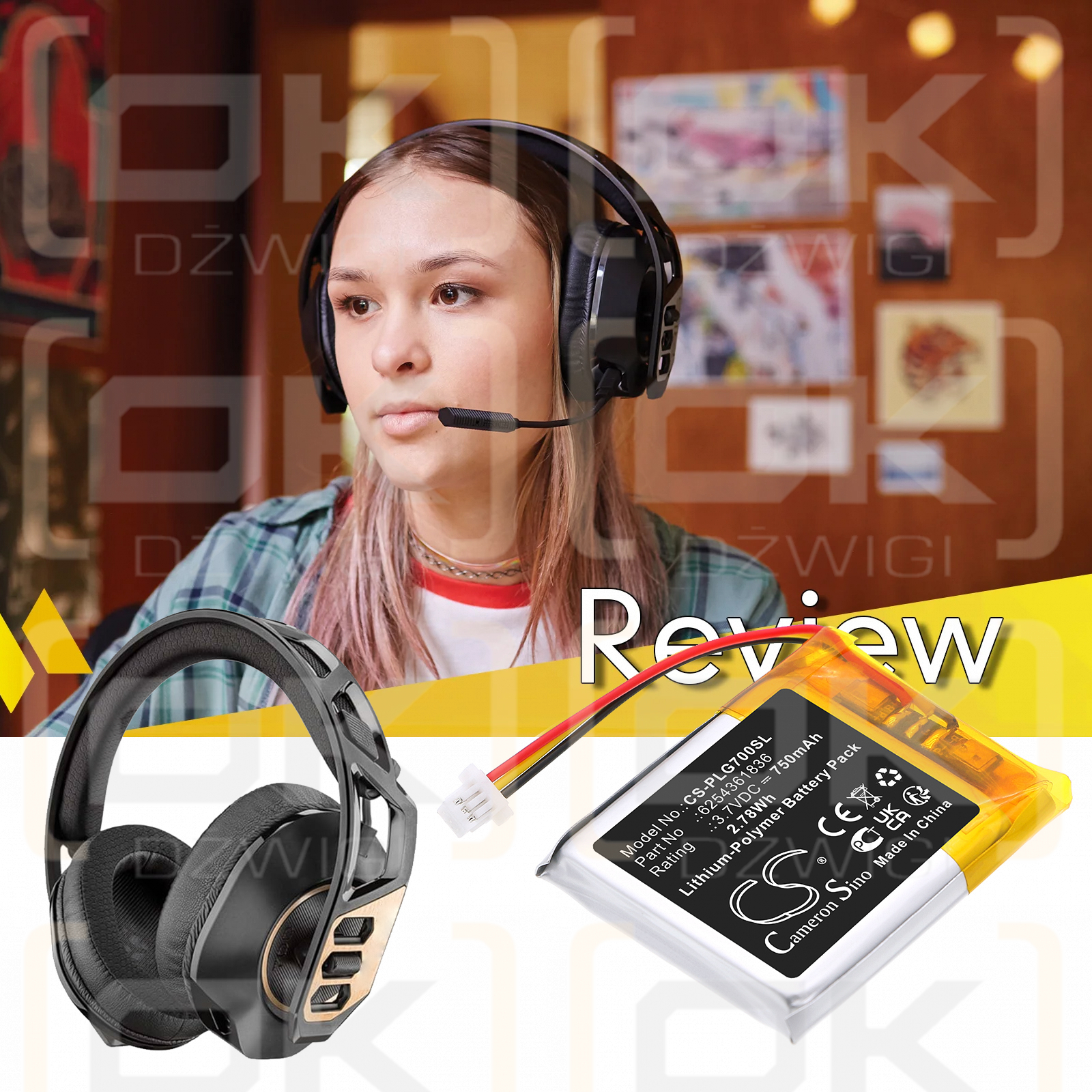 Plantronics RIG 700Pro Kabelloses Headset / 6254361836 750 mAh Li-Polymer 3,7 V (Cameron Sino)