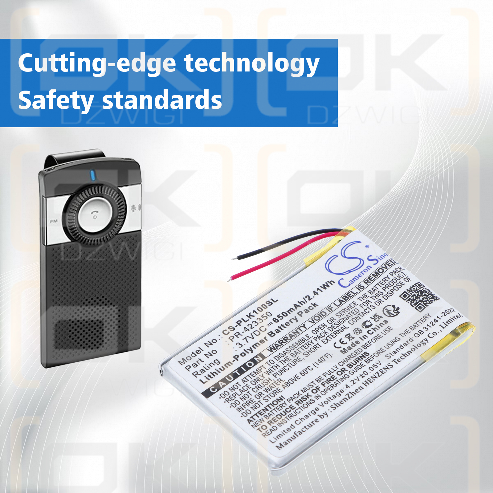 Plantronics K100 / PR-423350 650 mAh Li-Polymer 3,7 V (Cameron Sino)