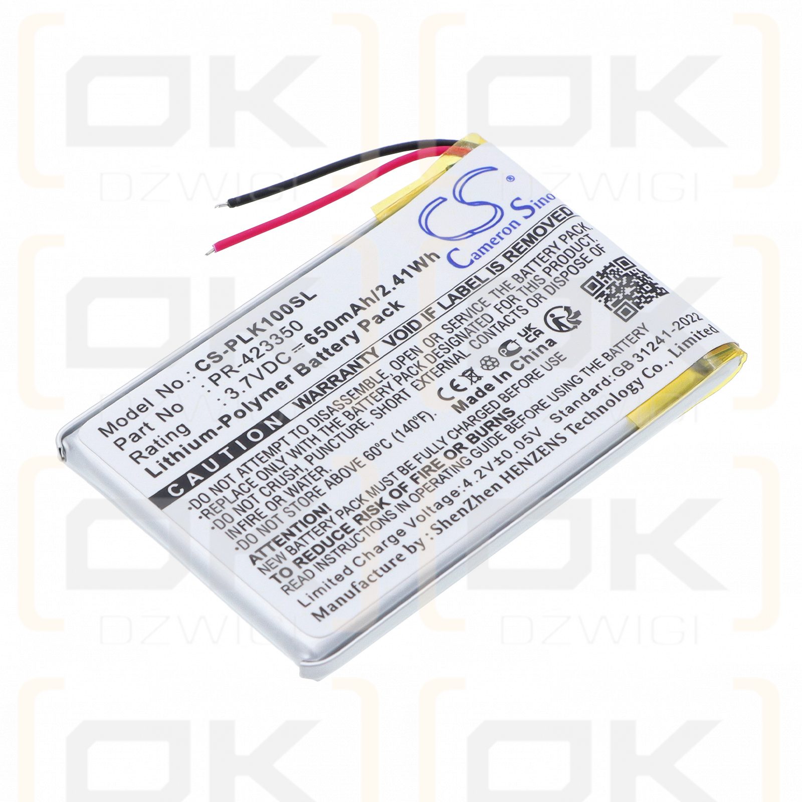 Plantronics K100 / PR-423350 650 mAh Li-Polymer 3,7 V (Cameron Sino)