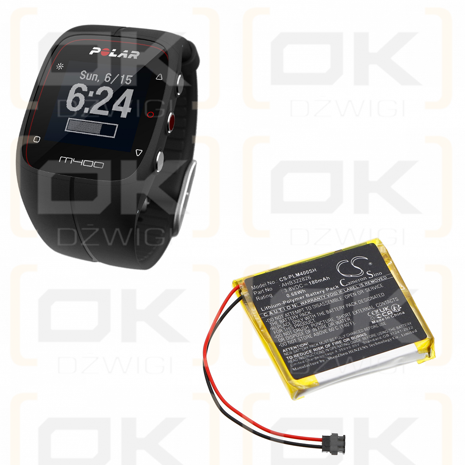 Polar GPS Sport Watch M430 / AHB322826 180mAh Li-Polymer 3.8V (Cameron Sino)