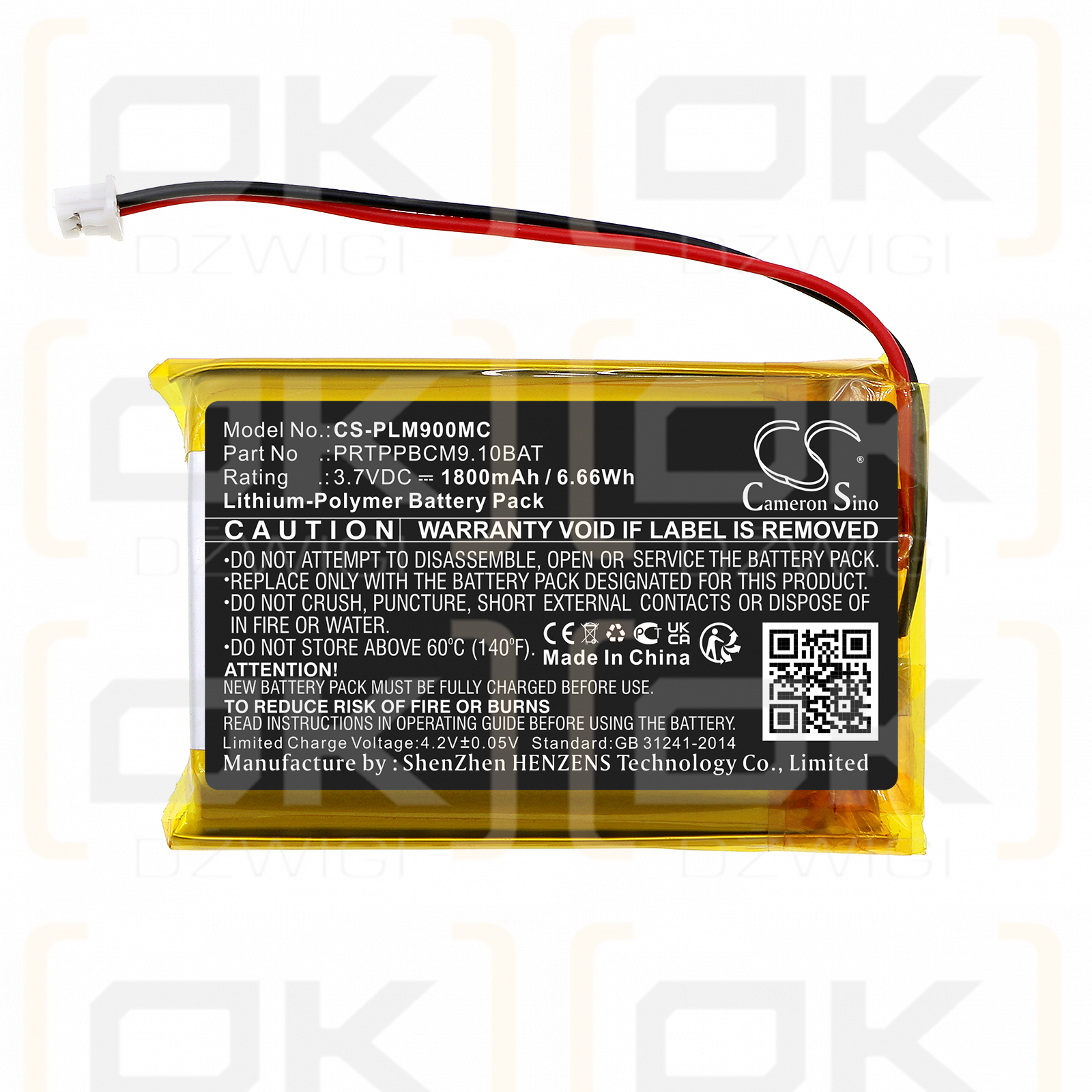 Pyle PPBCM10 / PRTPPBCM9.10BAT 1800mAh Li-Polymer 3.7V (Cameron Sino)